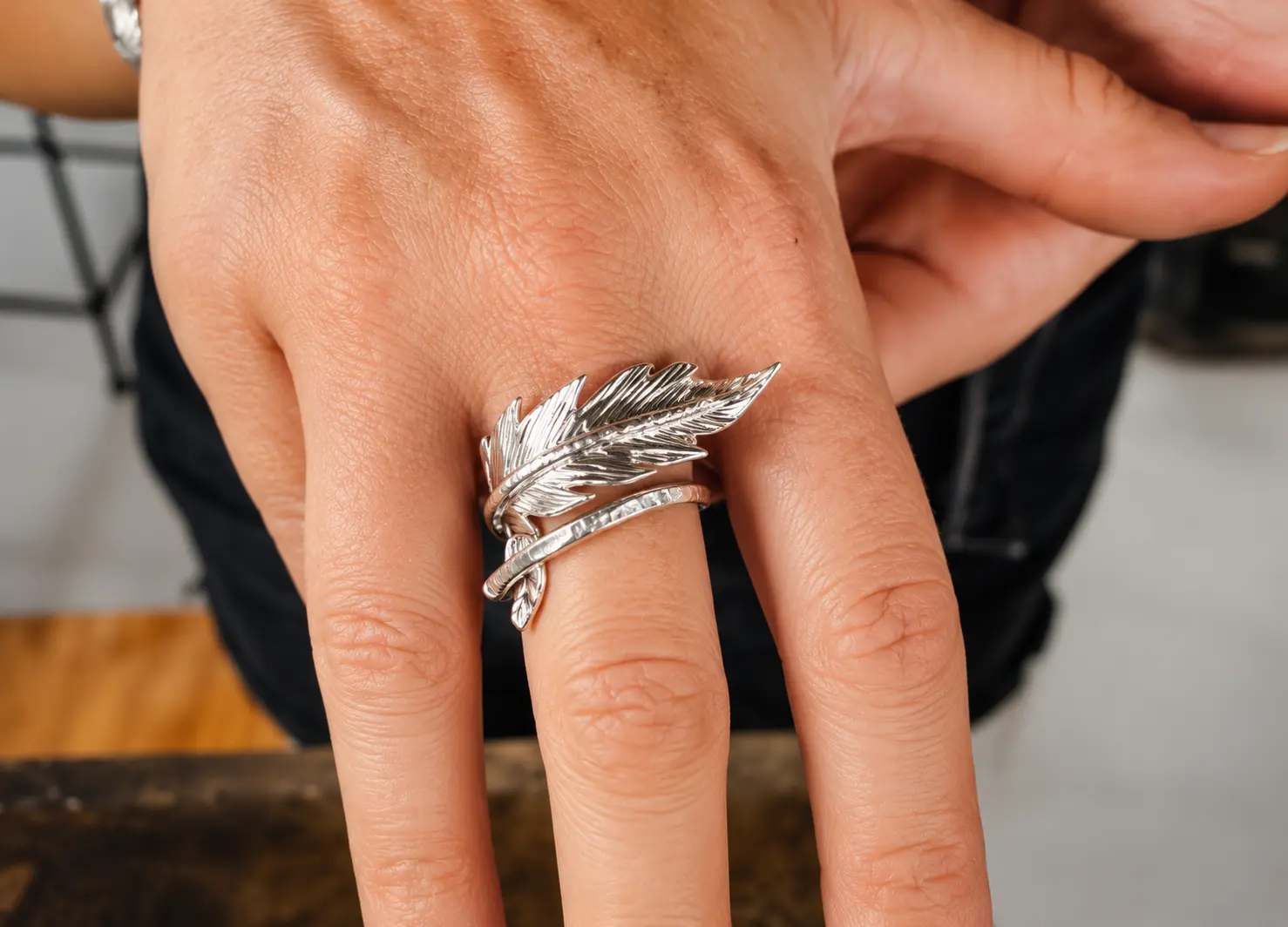 Handmade silver ring created during a Ubud silver jewelry class