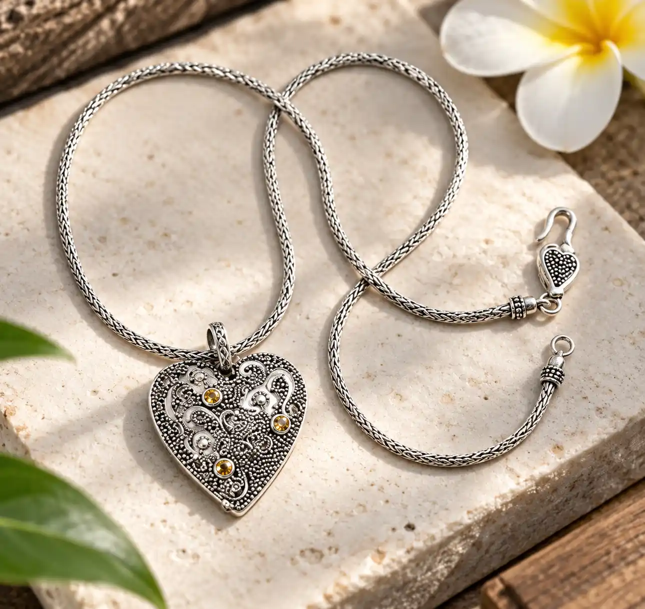 Handmade silver pendant created in Ubud